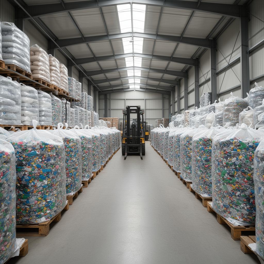 Armazenagem técnica de big bags com resinas recuperadas na Seles Industria